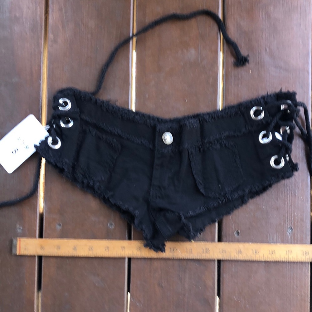 Black Women's Lace-Up Shorts